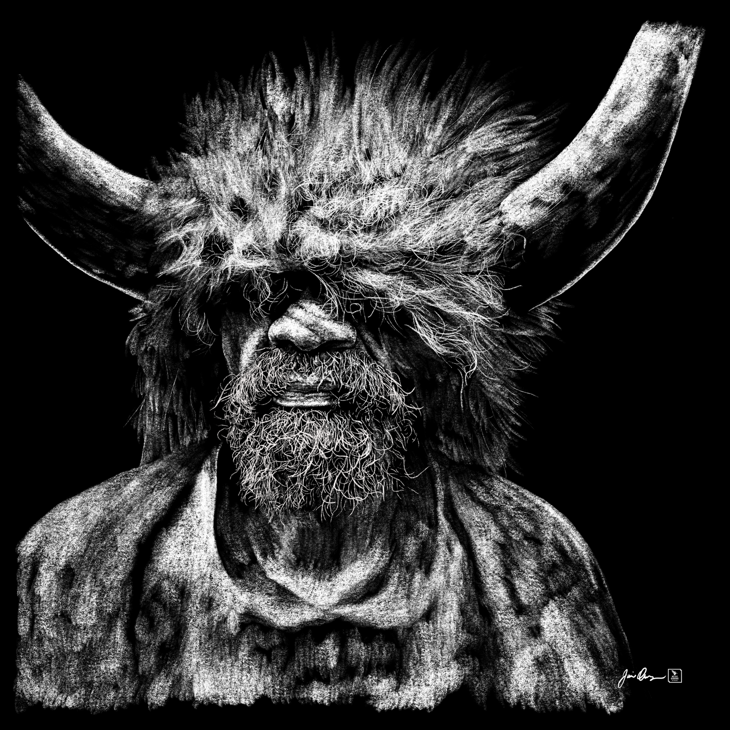 Individual portrait in graphite or chalk multi-media.