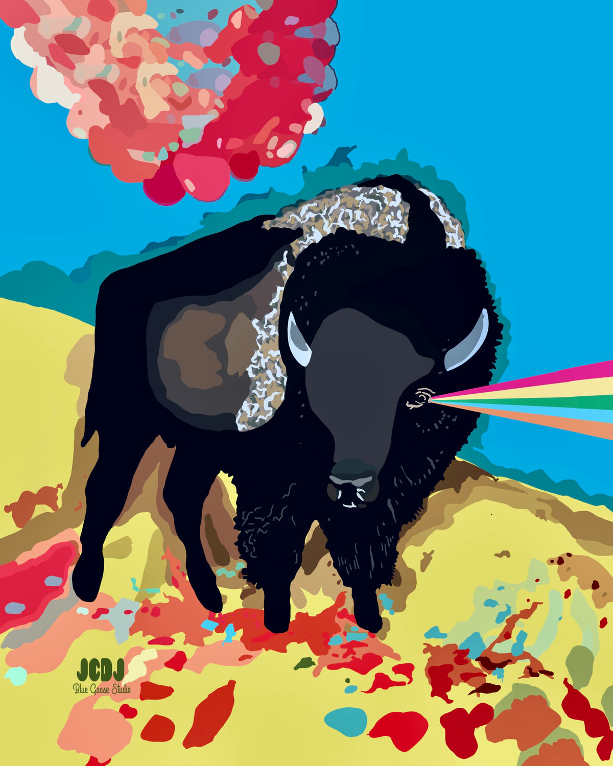 Rainbow Buffalo affordable print