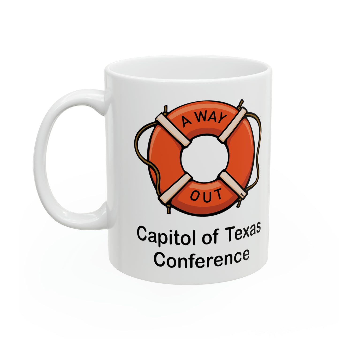 ‘A Way Out” Capitol Of Texas Conference 2024 White Ceramic Mug, 11oz
