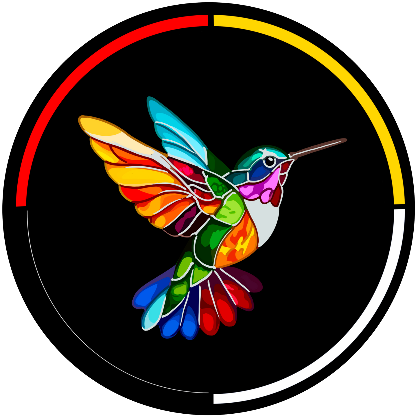 Glass Hummingbird 2.5” Round Premium Sticker