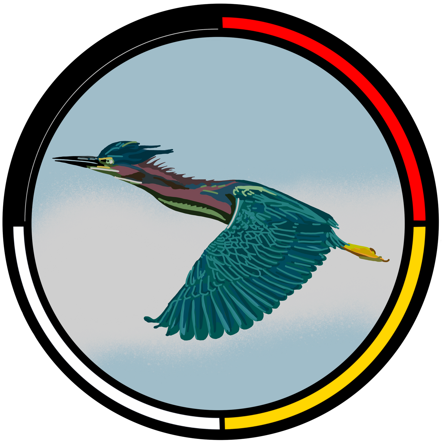Green Heron 2.5” Round Premium Sticker