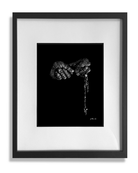 The Rosary print framed and matted