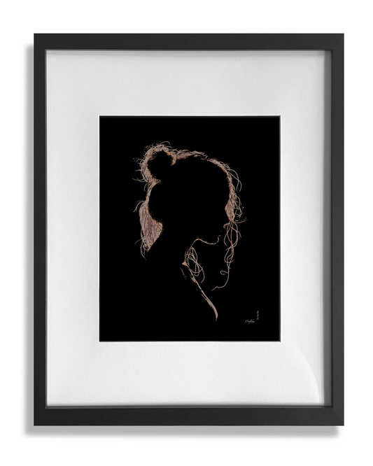 Her print framed and matted