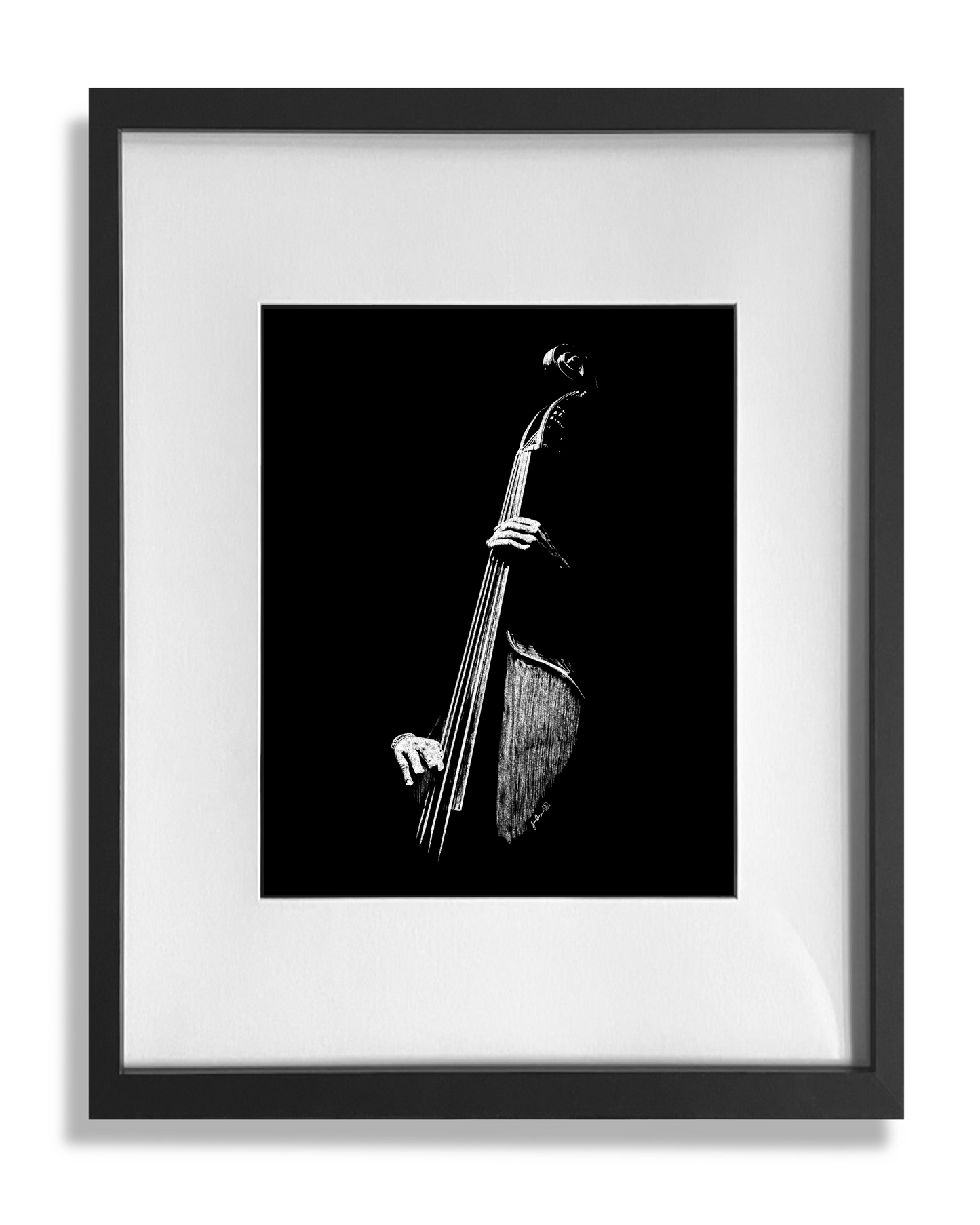 Double Bass print framed and matted