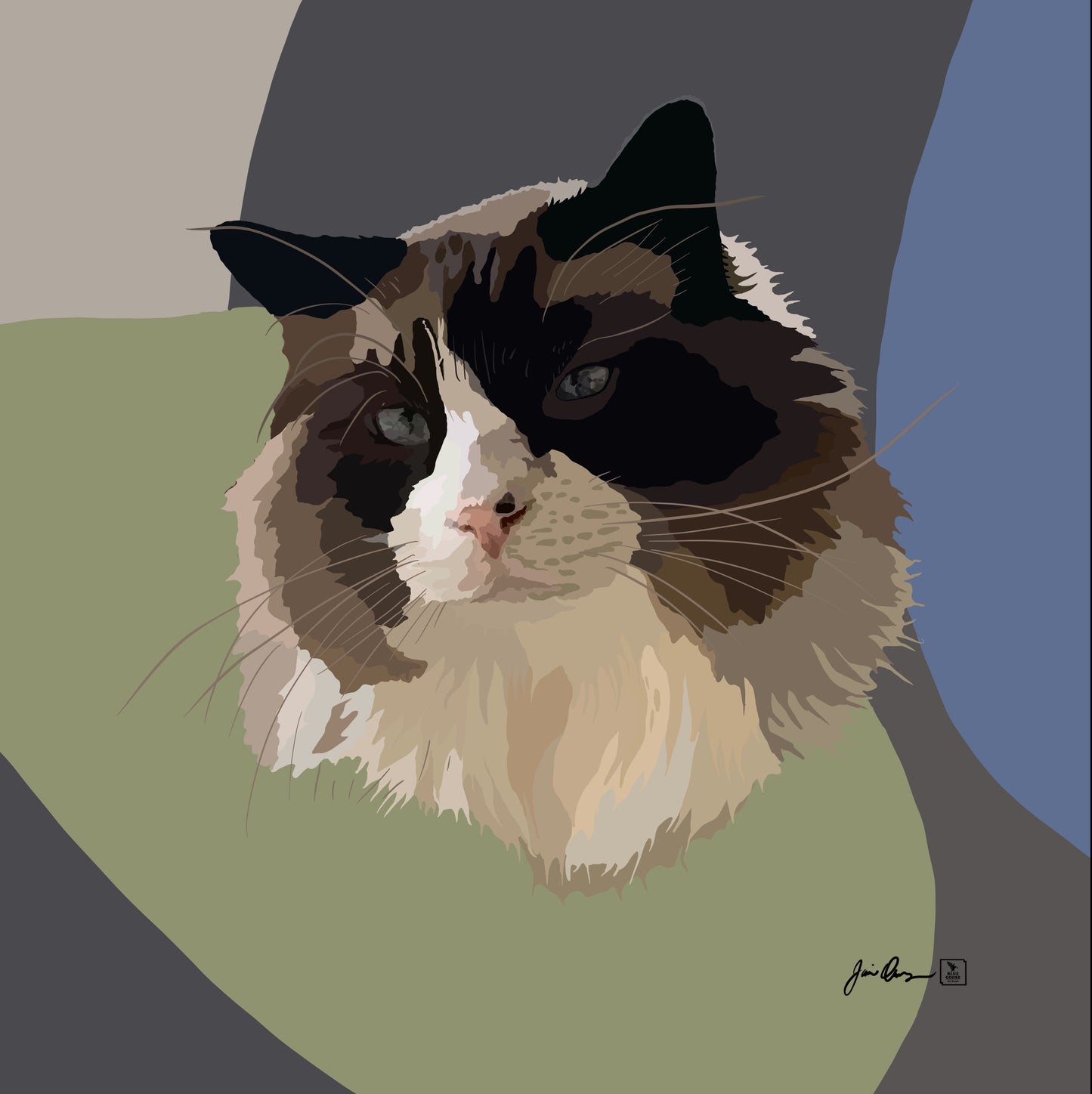 Pet portrait in color multi-media