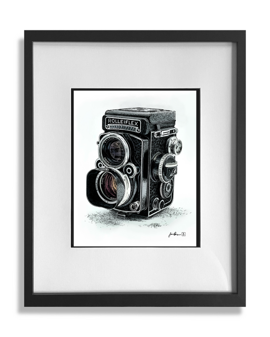 Rolliflex print framed and matted