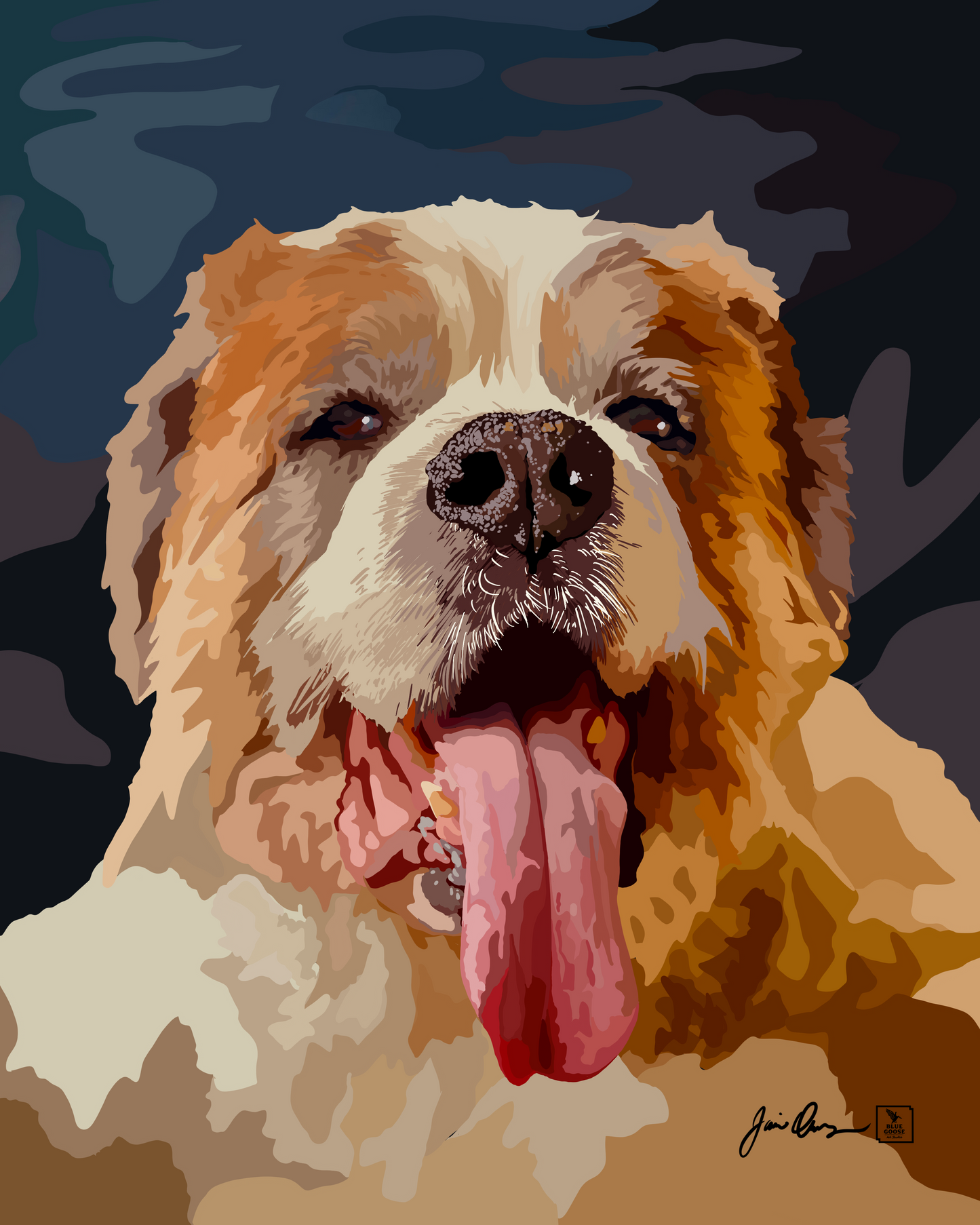 Pet portrait in color multi-media