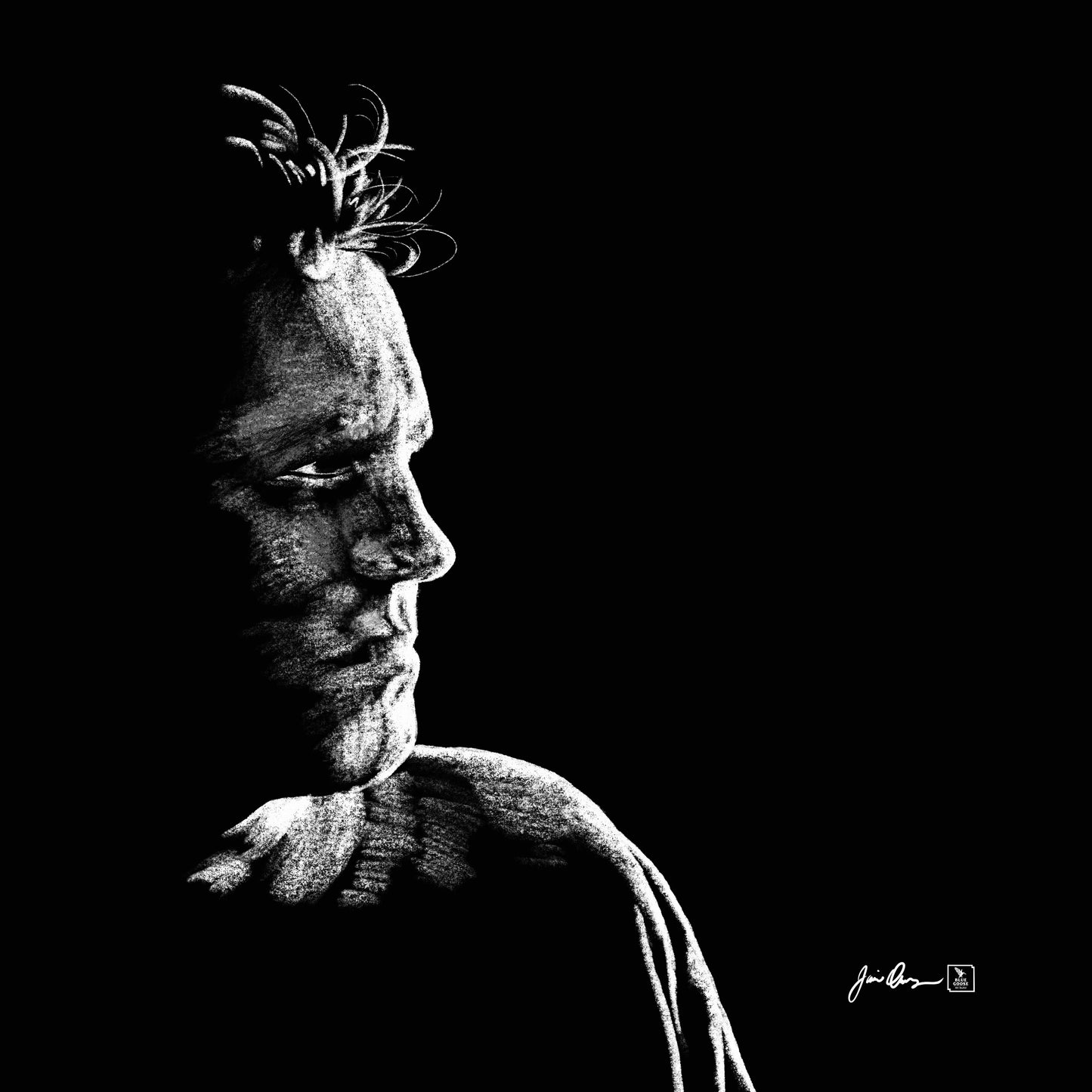 Individual portrait in graphite or chalk multi-media.