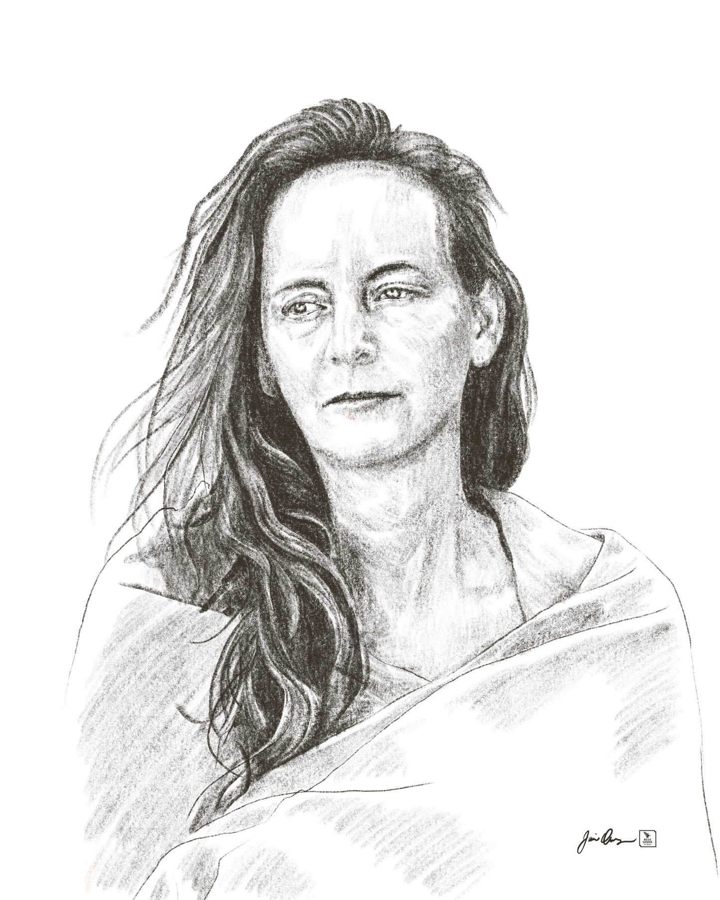 Individual portrait in graphite or chalk multi-media.